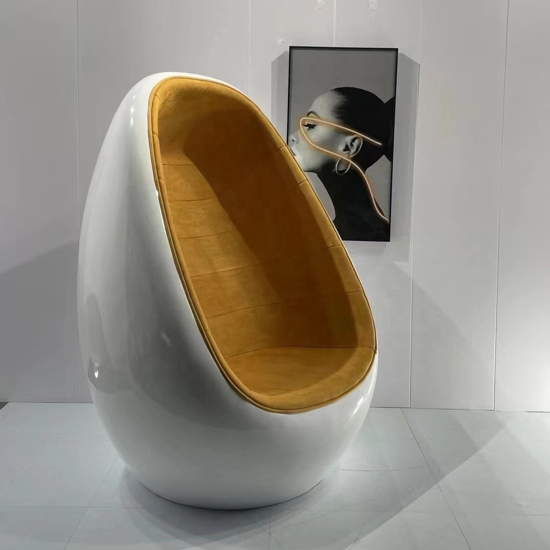 modern creative design fiberglass lounge chair eggplant accent chair egg pod chair with stand