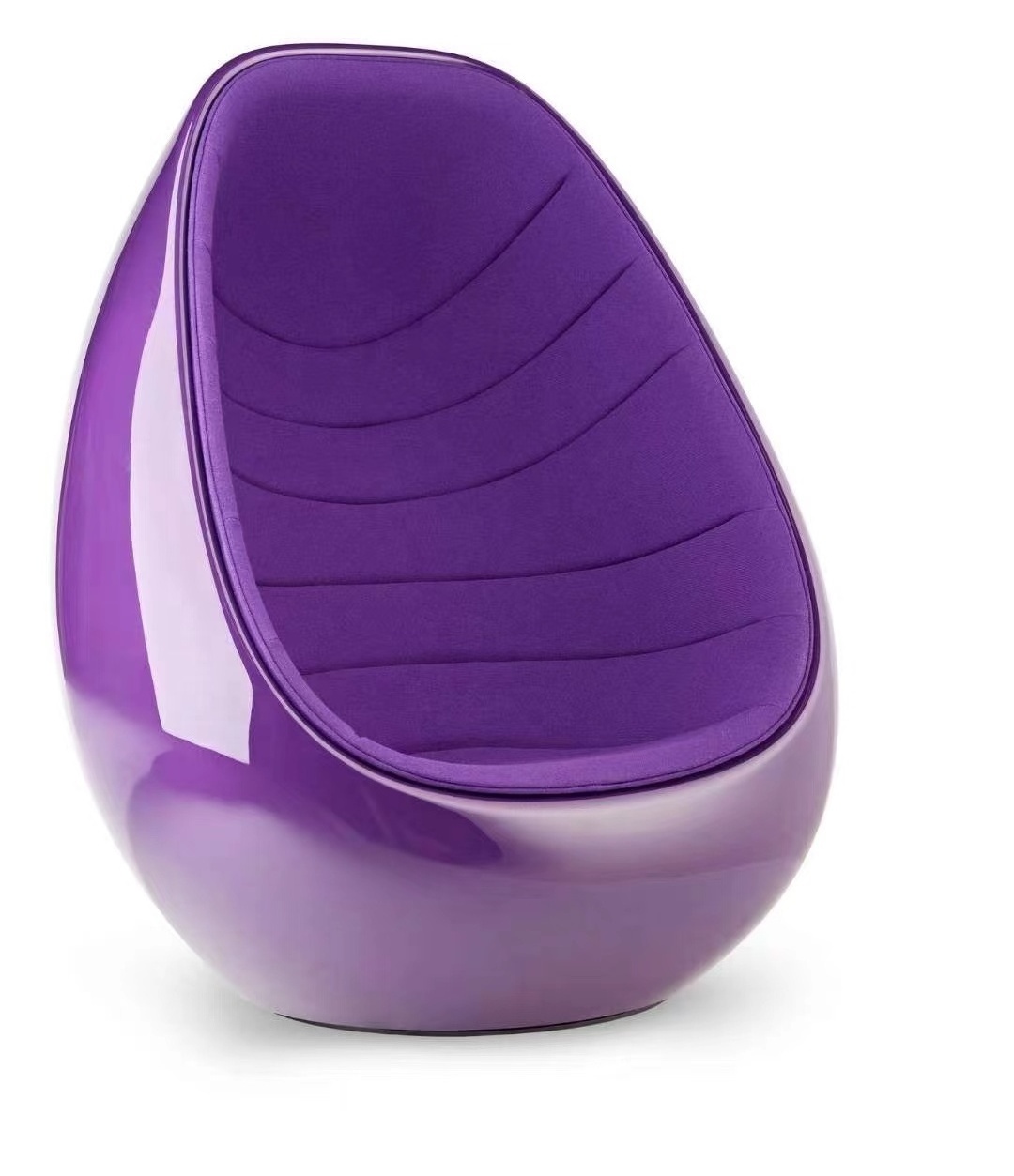 modern creative design fiberglass lounge chair eggplant accent chair egg pod chair with stand