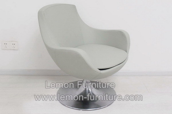 High quality black leather cushion metal base living room lounge chair