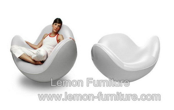 Best quality modern creative design fiberglass soft leather cushion rocking chairs