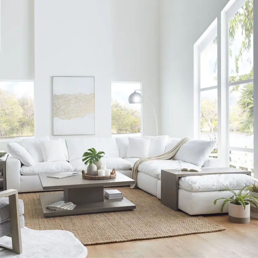 Italian luxury home sectional cloud couched sofa set modern white modular sectional couch