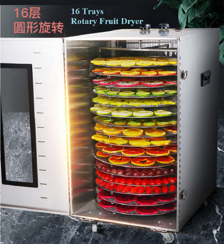 Rotary Food Dehydrator 16 Trays Stainless Steel Fruit Dryer Fruit Food Dehydrator Machine