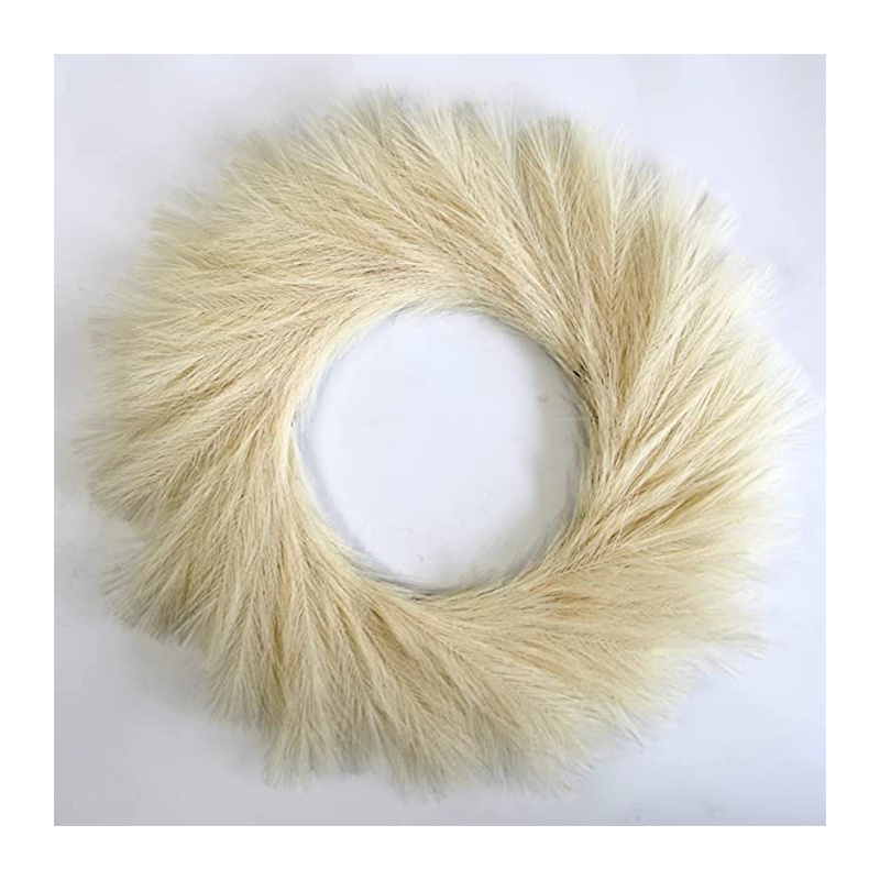 Faux Pampas Taupe Wreath Lifelike Feather Artificial Pampas Wreath Faux Bulrush Wreath For Wedding And Home Decoration