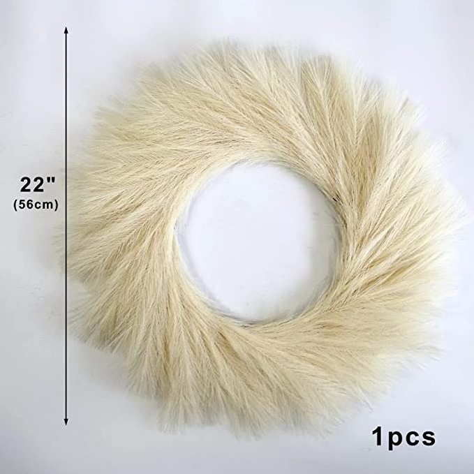 Faux Pampas Taupe Wreath Lifelike Feather Artificial Pampas Wreath Faux Bulrush Wreath For Wedding And Home Decoration