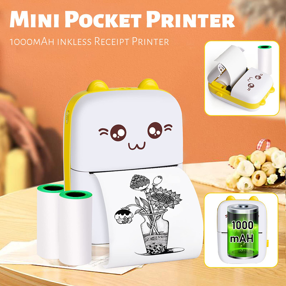 Customized Color Wireless Bluetooth Thermal Portable Mini Inkless Pocket Printer Label Stickers Paper Printer For Mobile Phone