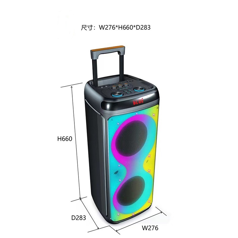 portable double 6.5 inch 8 inch rgb light heavy bass music home theater sound system sound box trolley partyspeaker bt speaker