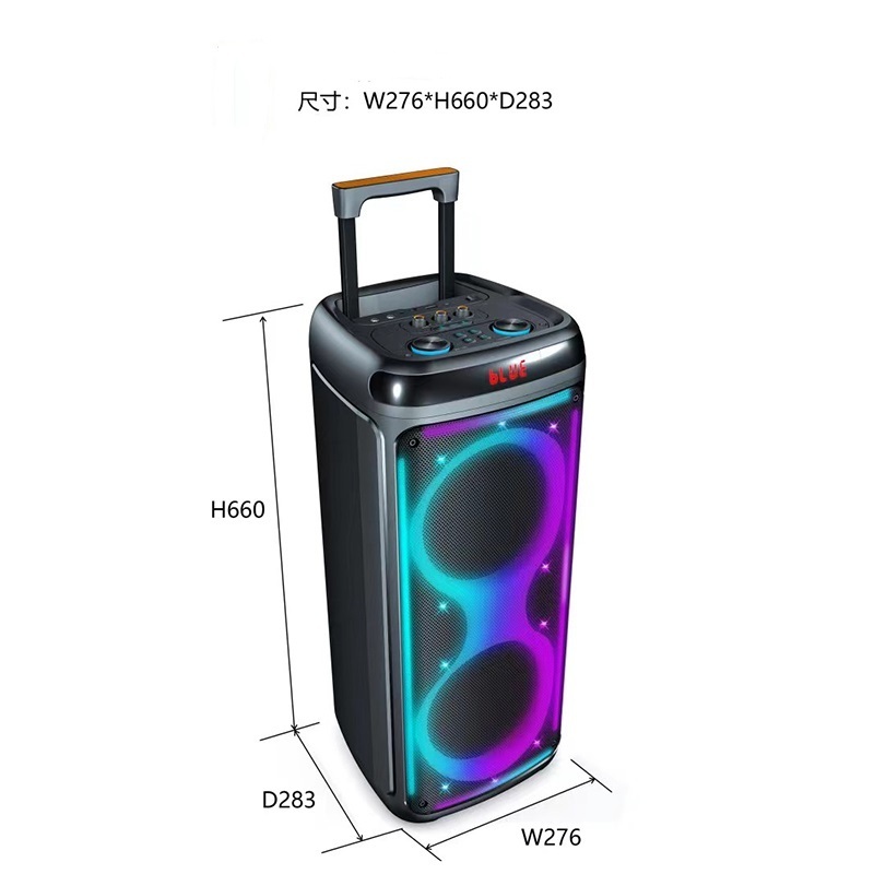 portable double 6.5 inch 8 inch rgb light heavy bass music home theater sound system sound box trolley partyspeaker bt speaker