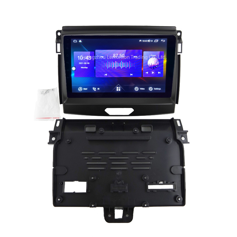 Lemorton Car DVD Player frame for 2015+ FORD RANGER 9 INCH audio Stereo GPS with Wiring Harness RCA cables