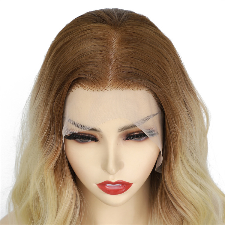 Kanekalon Futura synthetic hair wigs Natural Wave Blonde Futura Hair 13x4 Lace Front Wigs for Women Pre Plucked Brown Root