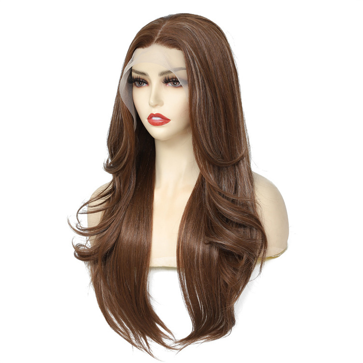 Wholesale Japanese Futura Fiber Wigs 13X4 Lace Front Highlight brown futura wig for white women Heat Resistant Synthetic Wigs