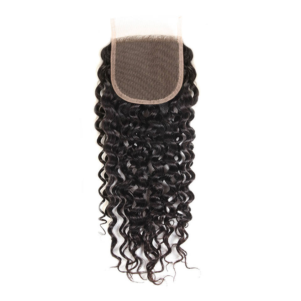 Water Wave Sew In Peruvian Machine Double Weft Water Wave Hair Free Part 4X4 Lace Closure Weave