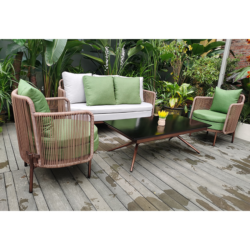 hot sale garden patio furniture outdoor rattan dining table and chairs with rattan sofa