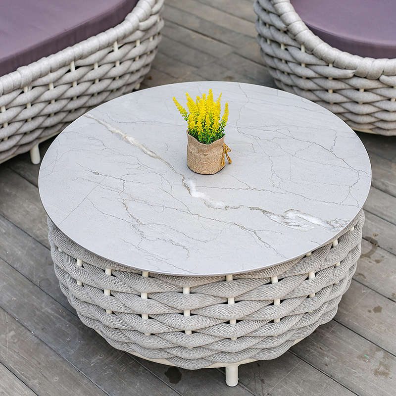 High Quality Outdoor Round Rattan Furniture Metal Bistro Garden Rattan Sofa Set