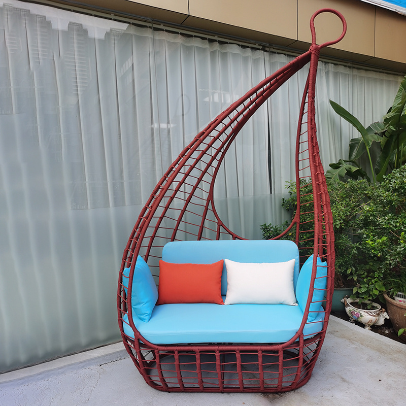 modern hanging rattan two seater swing chair double soft cushion outdoor swing chair for the porch