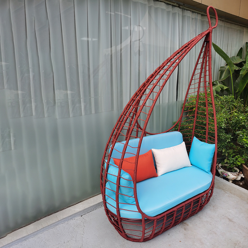 modern hanging rattan two seater swing chair double soft cushion outdoor swing chair for the porch