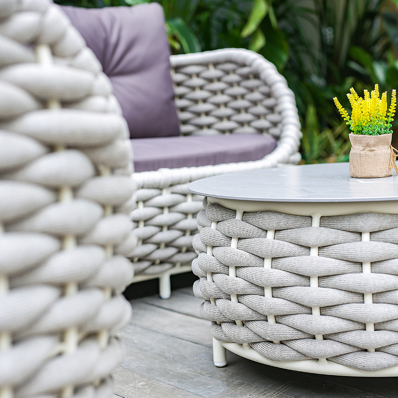 High Quality Outdoor Round Rattan Furniture Metal Bistro Garden Rattan Sofa Set