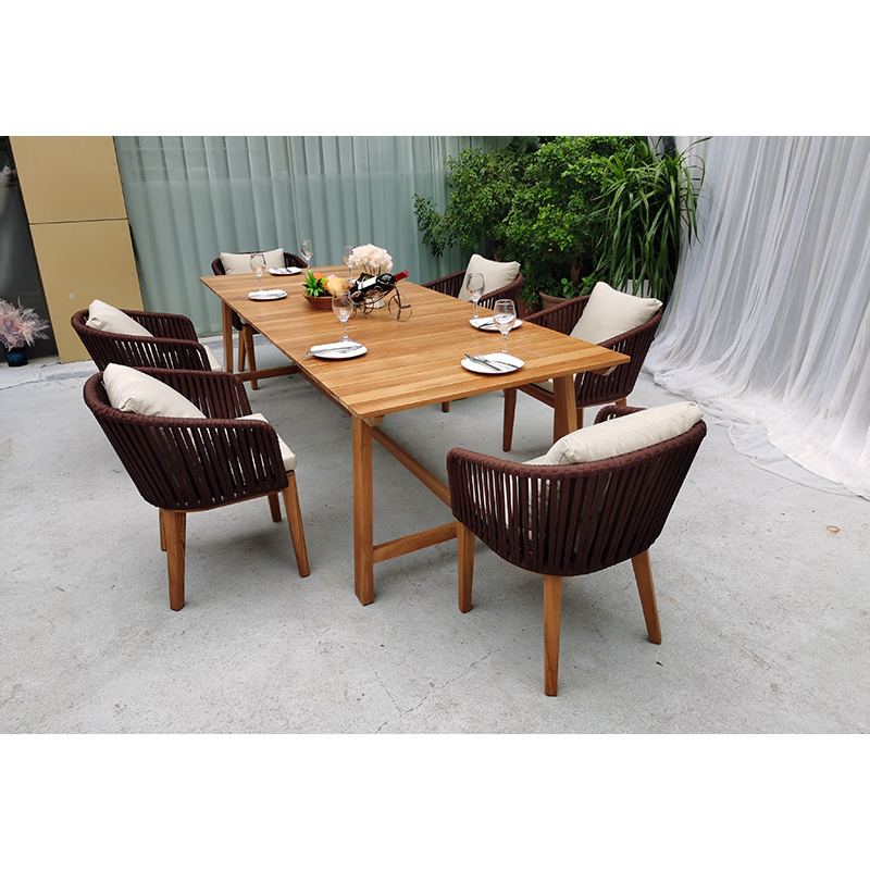 Classic style PE rattan aluminum waterproof outside patio lounge furniture outdoor gardenm dining set