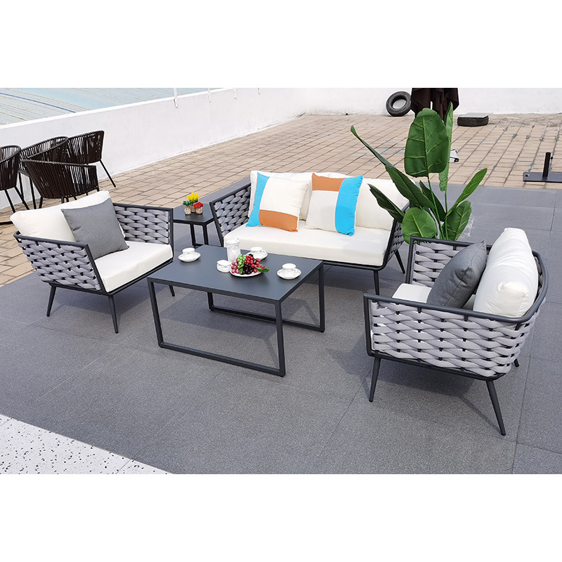 factory manufacture metal frame outdoor garden sofa leisure style rattan furniture garden patio recliner sofa set