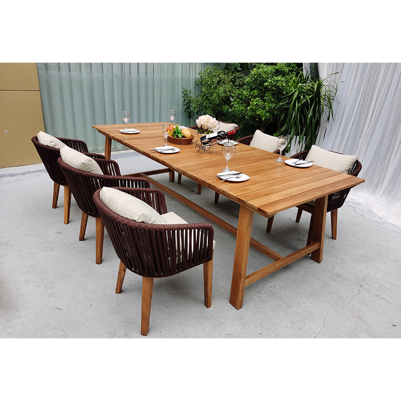 Classic style PE rattan aluminum waterproof outside patio lounge furniture outdoor gardenm dining set