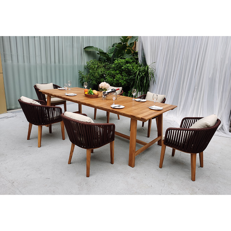 Classic style PE rattan aluminum waterproof outside patio lounge furniture outdoor gardenm dining set