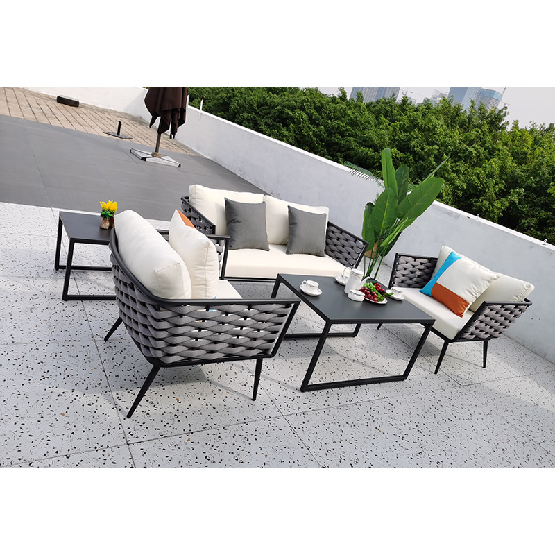 factory manufacture metal frame outdoor garden sofa leisure style rattan furniture garden patio recliner sofa set