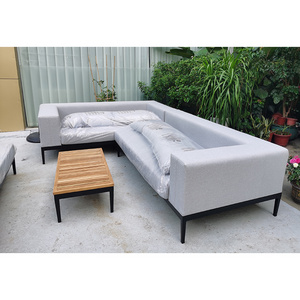 china factory modern style metal steel wood grey outdoor garden sofa set  furniture