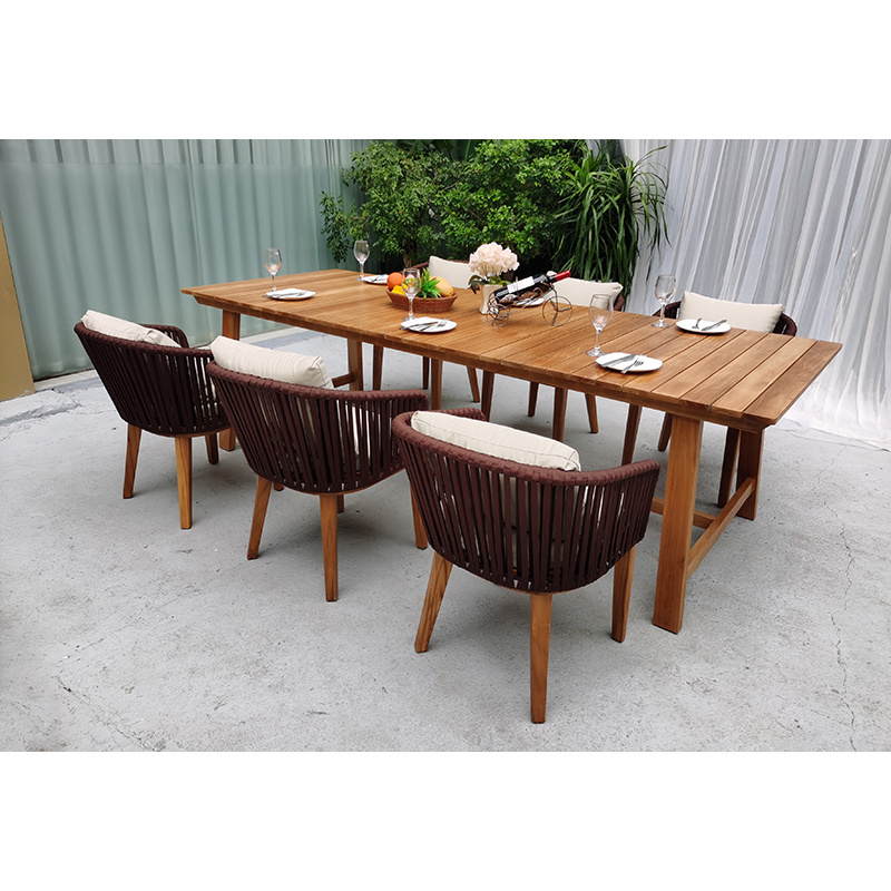 Classic style PE rattan aluminum waterproof outside patio lounge furniture outdoor gardenm dining set