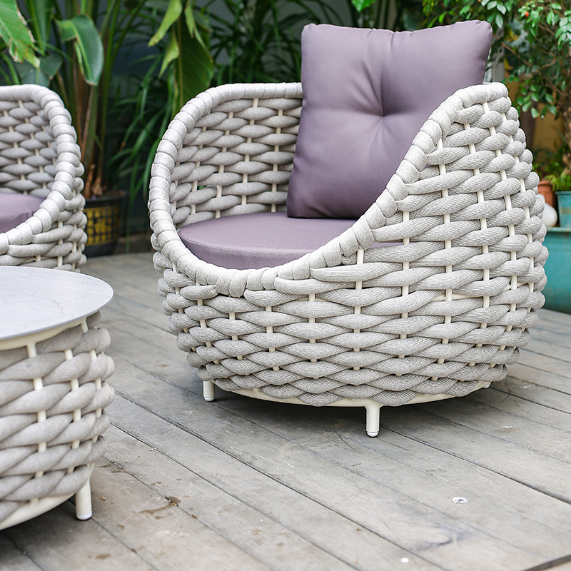 High Quality Outdoor Round Rattan Furniture Metal Bistro Garden Rattan Sofa Set