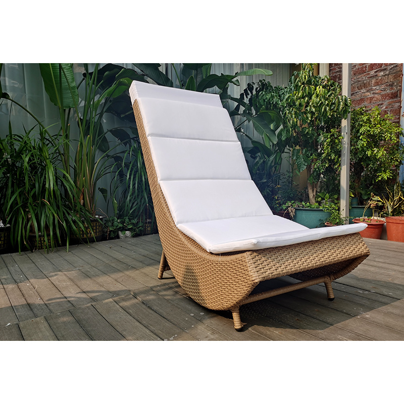 Teak Outdoor Furniture Modern Chaise Hotel Garden Daybed Natural Rattan Beach Sun Lounger