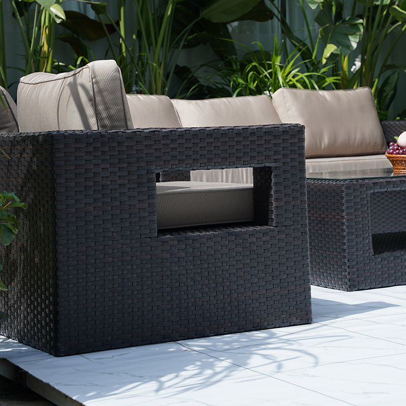 hot sale foshan supplier outdoor rattan furniture contemporary sectional sofa black set