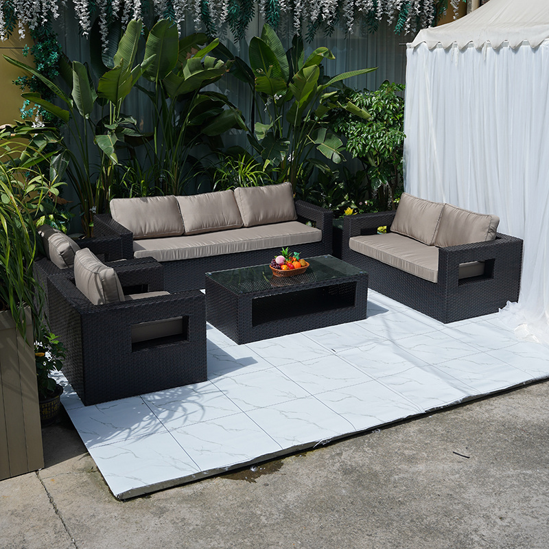 hot sale foshan supplier outdoor rattan furniture contemporary sectional sofa black set