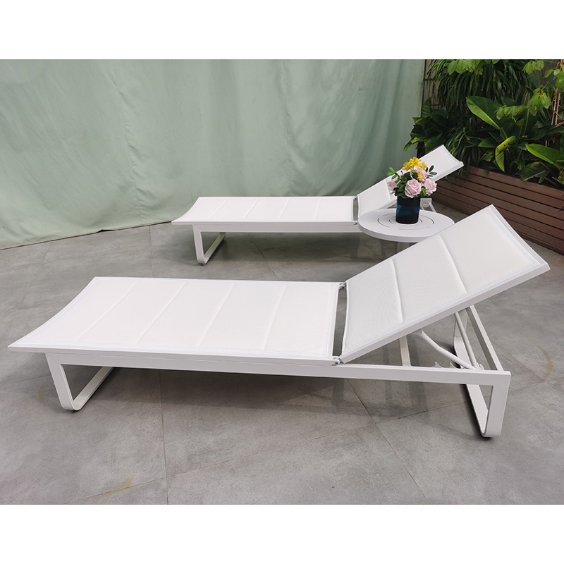 Lenatees Pool 1 Person Sun Loungers Poolside Chaise Sun Bed Aluminum Outdoor Furniture Lounger