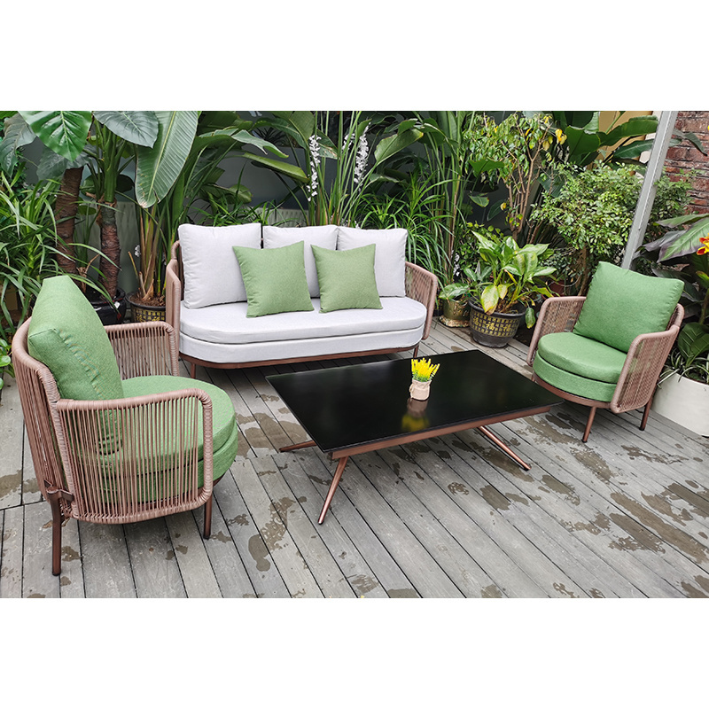 hot sale garden patio furniture outdoor rattan dining table and chairs with rattan sofa