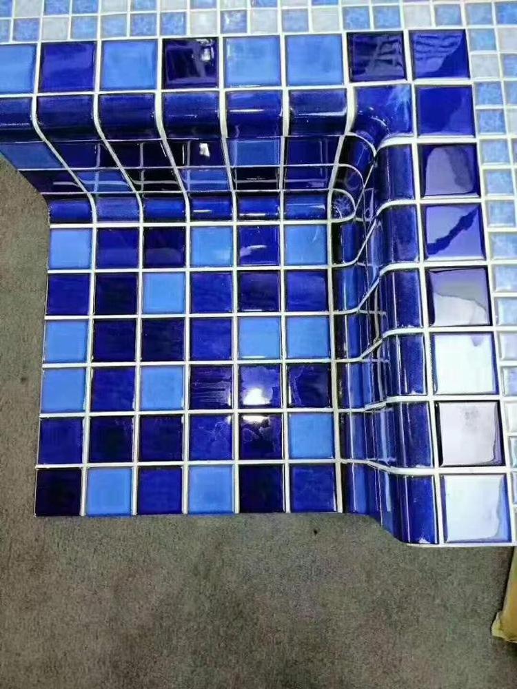 backsplash porcelain mosaic for the  blue swimming pool tile pool accessories