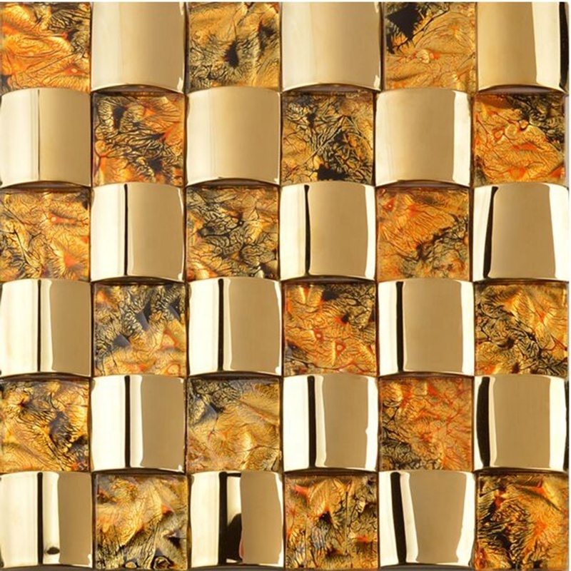 crystal strip gold foil metal glass mosaic for wall kitchen backsplash