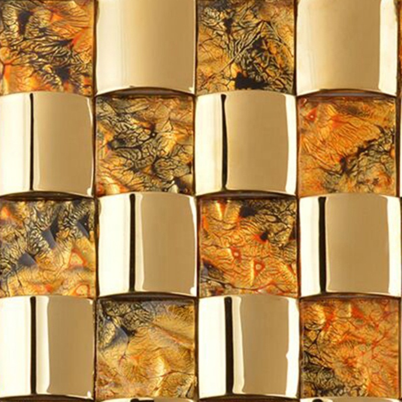 crystal strip gold foil metal glass mosaic for wall kitchen backsplash