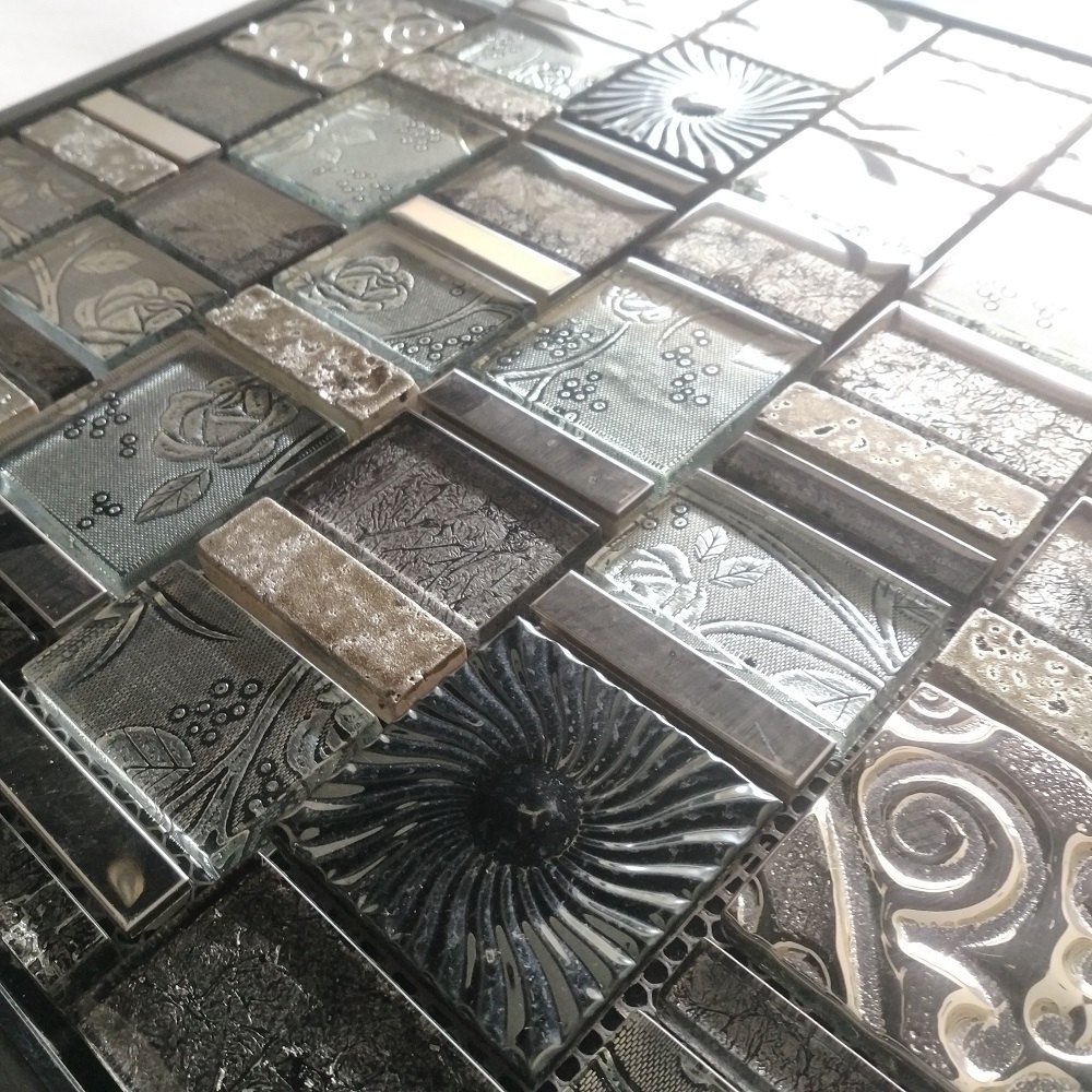 Export Quality Peel and Stick Backsplash Wall Tile Crystal Glass Mosaic