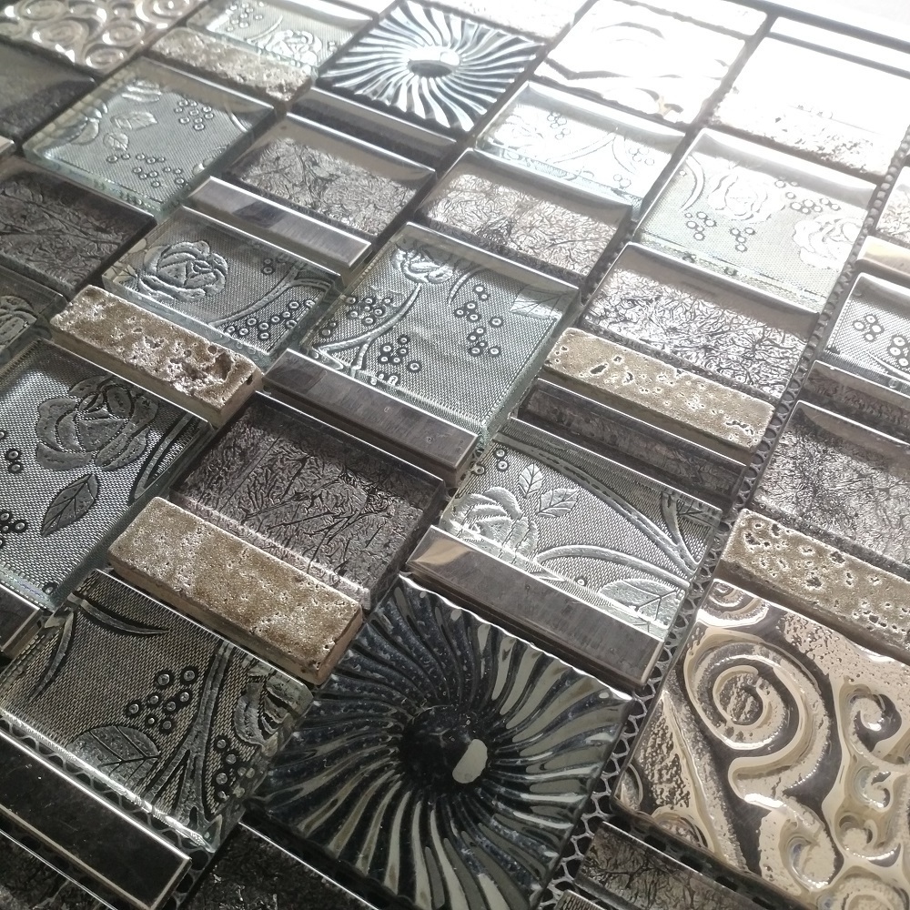 Export Quality Peel and Stick Backsplash Wall Tile Crystal Glass Mosaic