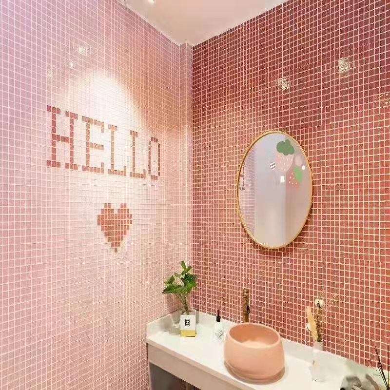 Pink colour mosaic tiles for wall, Free Collage Background Wall