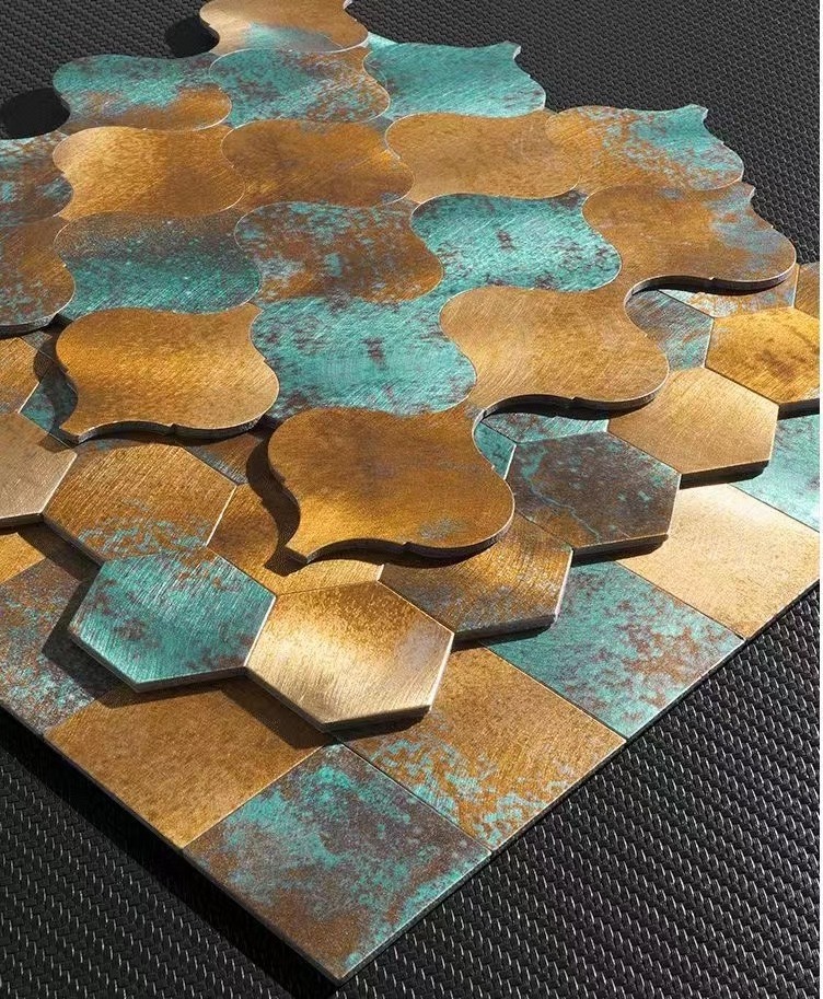 metal peel & stick aluminium mosaic hexagonal background wall