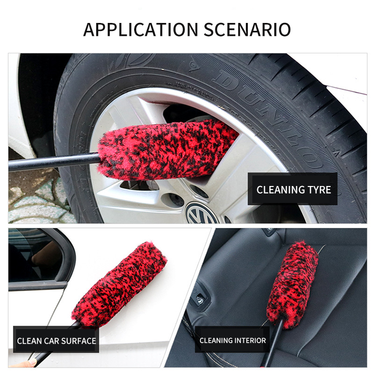 Scratch Free Bendable Car washing brush cleaning industrial microfiber extended reach handle wheel rim cleaning brushes Set