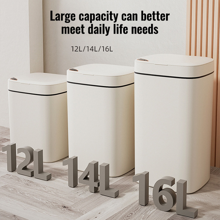 Trash Can Indoor Bathroom Crevice 12L Intelligent Induction Electric Rubbish Can Touch Sensor Garbage Bucket With Sensor