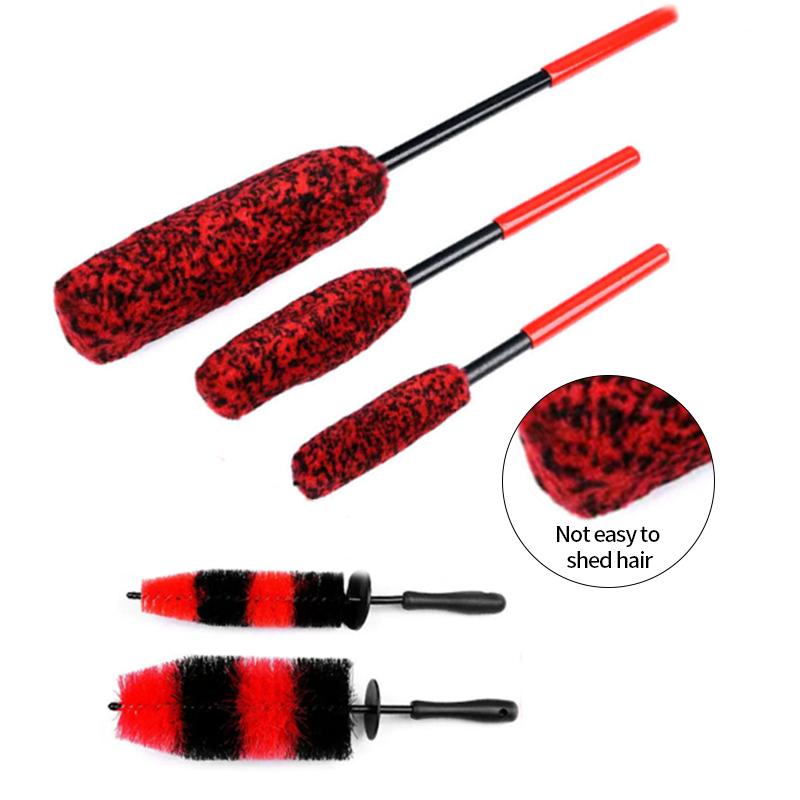 Scratch Free Bendable Car washing brush cleaning industrial microfiber extended reach handle wheel rim cleaning brushes Set