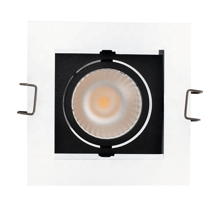 Commercial single double head black white dimmable anti glare 9w 15w 30w cob led grille ceiling square downlight