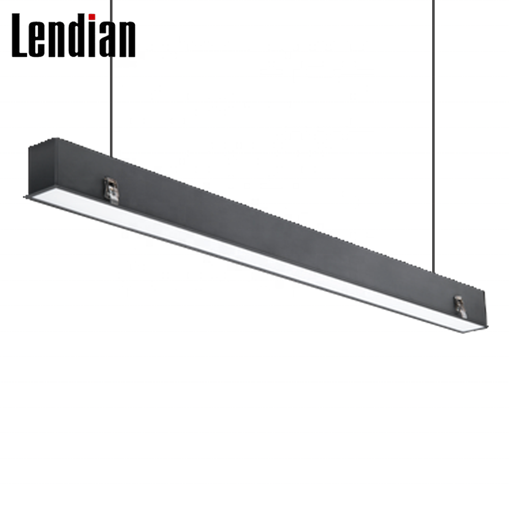 Modern pendant light square round anti glare black white ceiling office linear light led pendant fixture