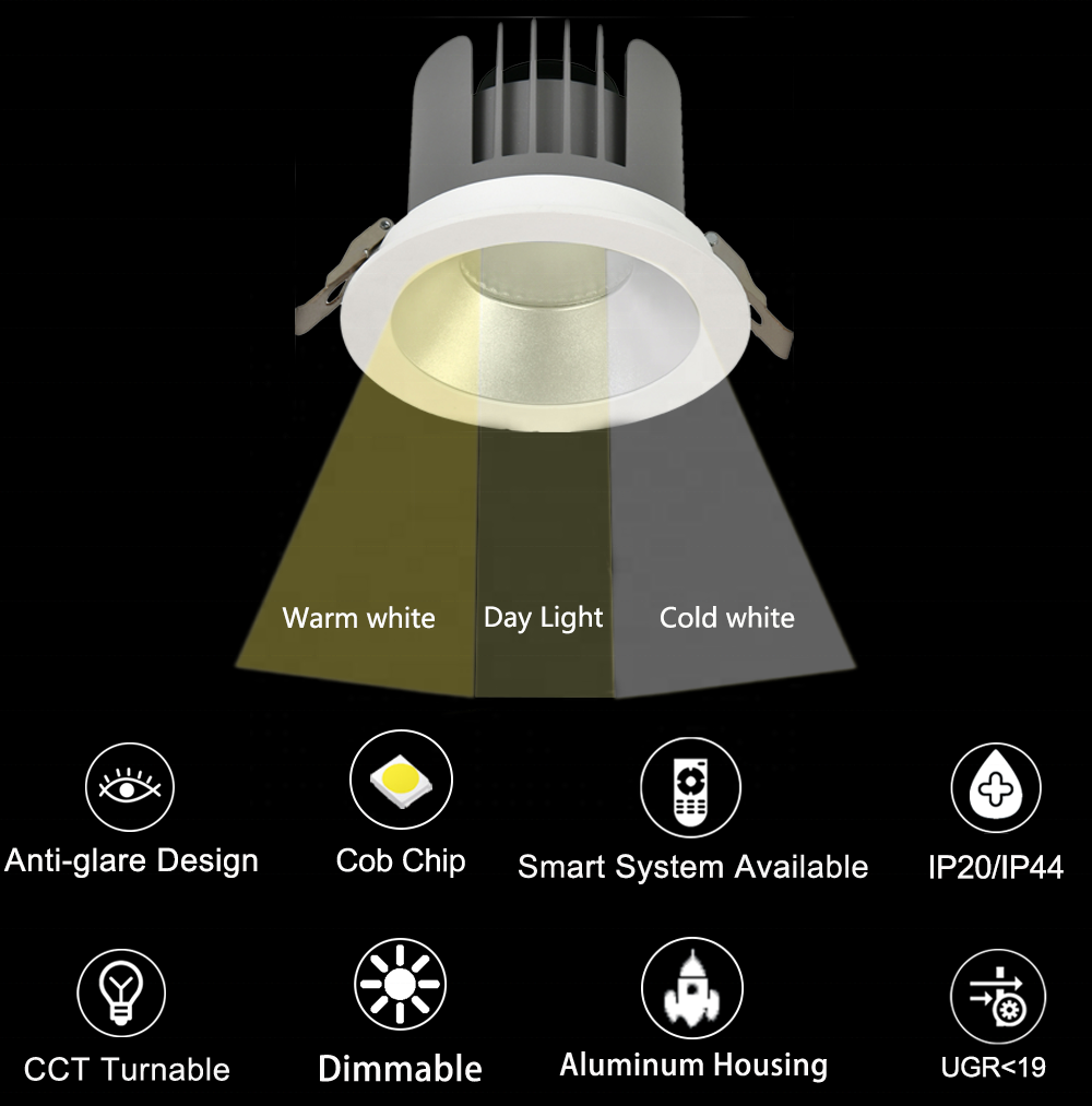 Hot Selling Anti-Glare 20W Recessed LED Downlight IP44 High Quality for Project Light Bulb