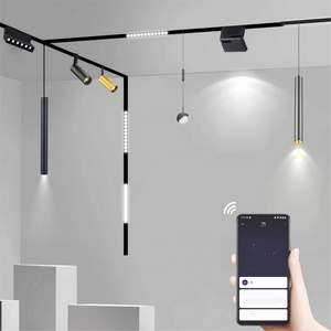 Surface Mounting Magnetic Track Rail Light Smart Phone App Control Dimming Pendent Lighting Led Track Wire System