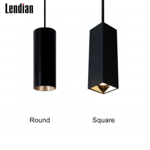 Aluminum oem black white lampara colgante techo round square ceiling tube suspended hanging led pendant lamp fixture light