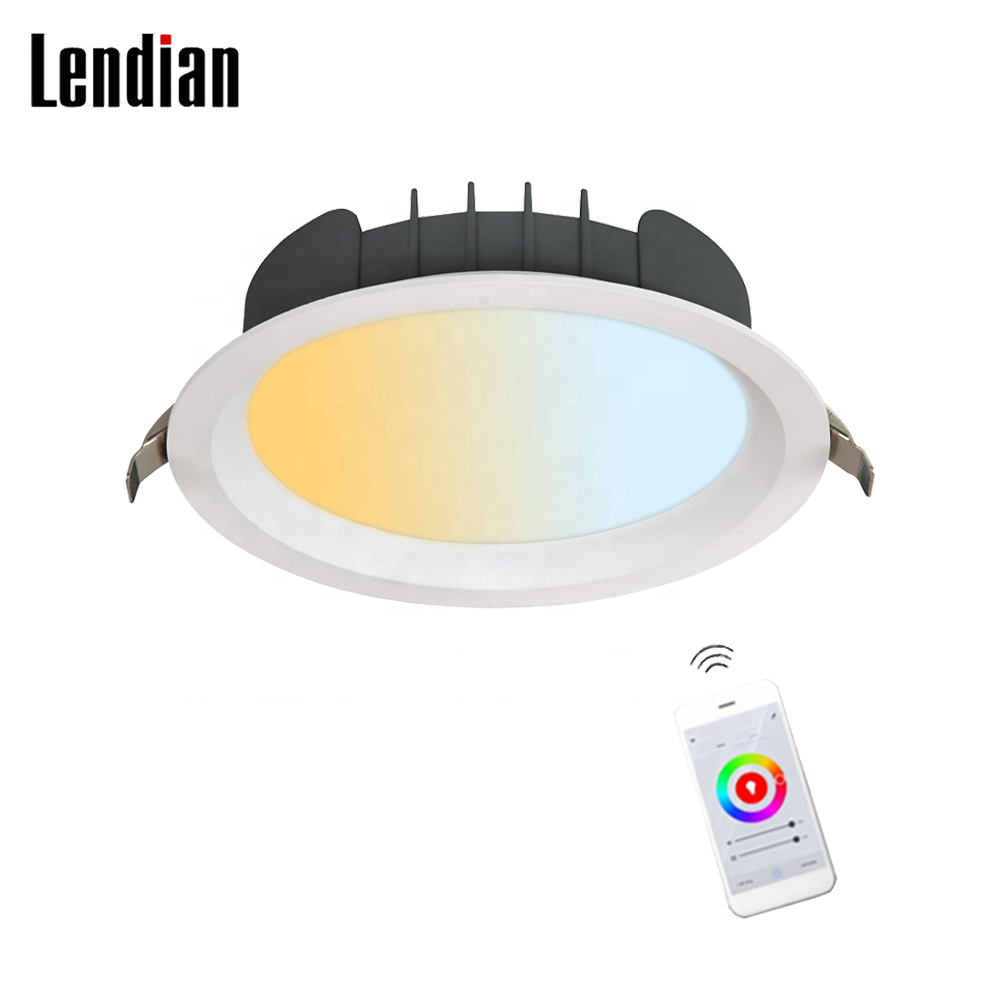 Hotel project high cri 90 6 inch downlight housing 15w 20w 24w 30w cob smd 3 color smart recessed led downlight