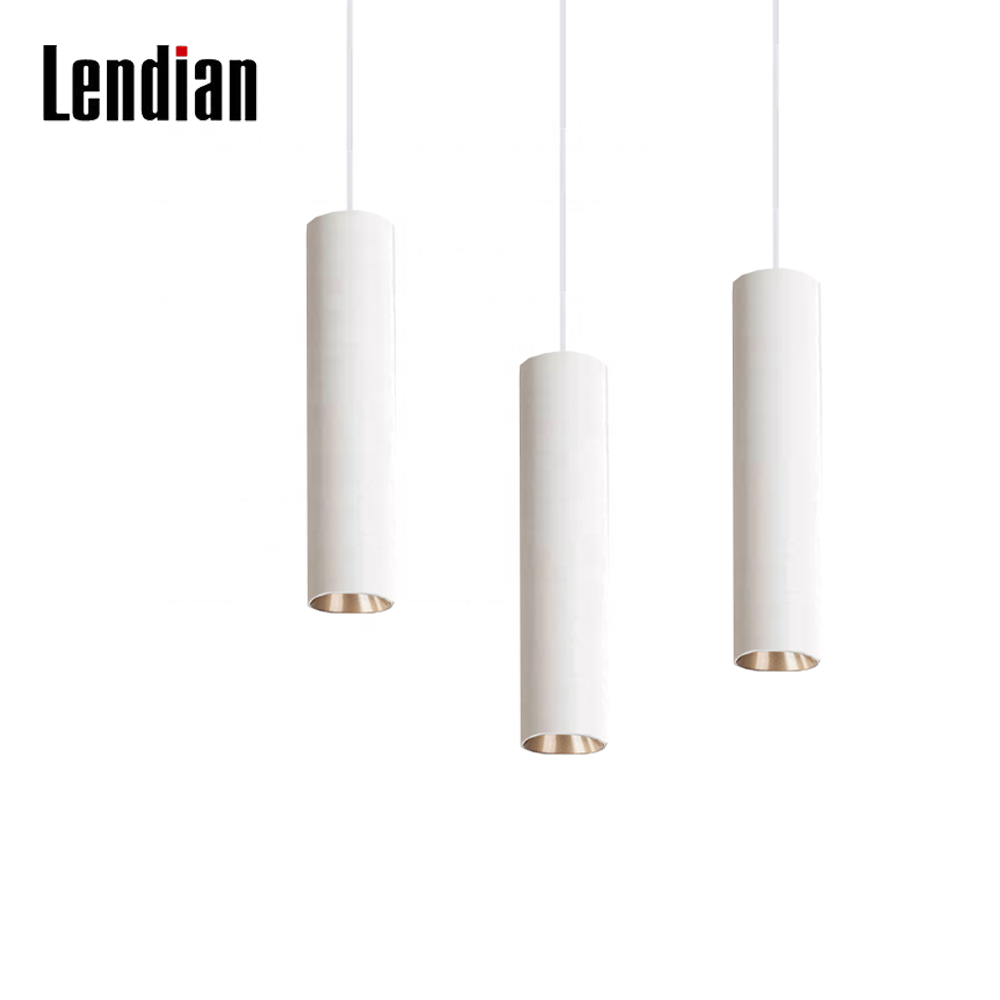 Aluminum oem black white lampara colgante techo round square ceiling tube suspended hanging led pendant lamp fixture light